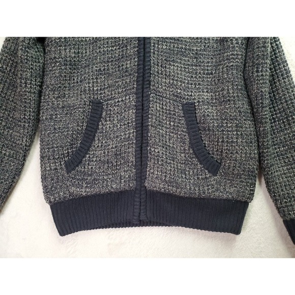 Buffalo by David Bitton Sweater Mens Medium Gray Sherpa Lined Hooded Full Zipper - Picture 3 of 13